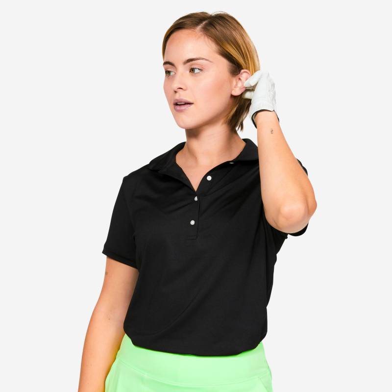 Poloshirt Kurzarm - Ww500 Damen Schwarz Leicht L von INESIS