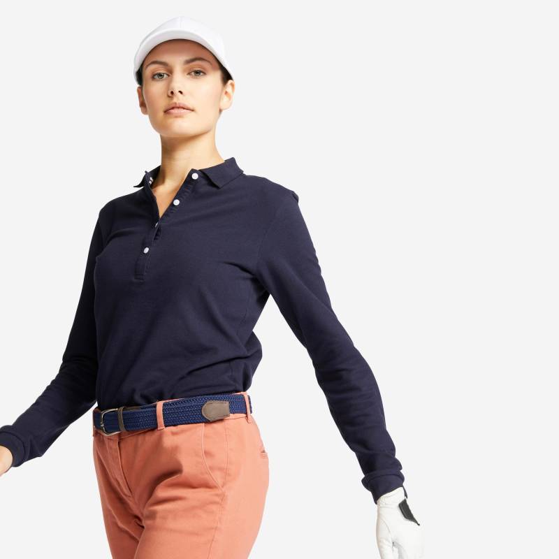 Poloshirt Langarm - Mw500 Damen Blau Bedruckt L von INESIS