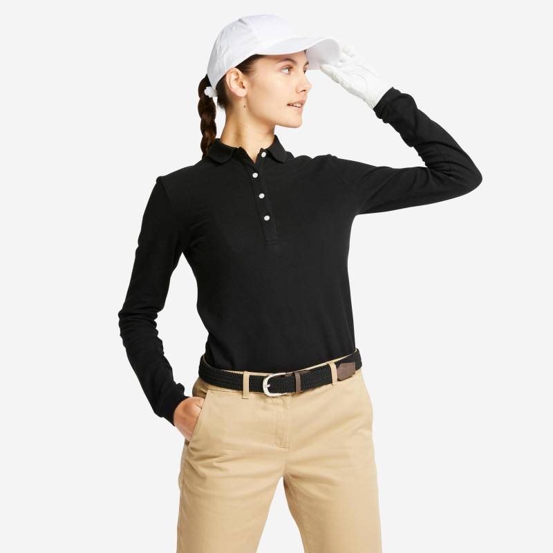 Poloshirt Langarm - Mw500 Damen Schwarz Leicht XL von INESIS