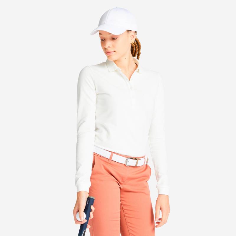 INESIS - Poloshirt langarm MW500, für Damen, Beige, Größe L von INESIS