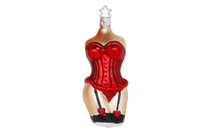 INGE-GLAS® Weihnachtsbaumkugel »Frau in Rot 12 cm, Beige/Rot/Schwarz«, (1 St.) von INGE-GLAS®