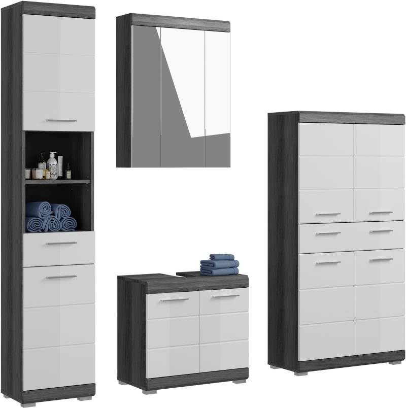 INOSIGN Badmöbel-Set »Siena, 4 teilig, bestehend aus:«, (Set, 4 St.), Hochschrank, Waschbeckenunterschrank, Spiegelschrank, Midischrank von INOSIGN