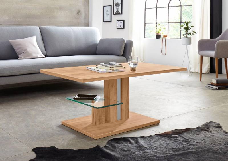 PRO Line Couchtisch »Bergamo«, höhenverstellbar, Ablageboden aus Glas, Platte und Gestell aus Holz von PRO Line