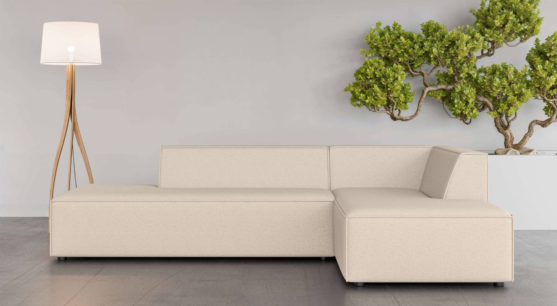 INOSIGN Ecksofa »Ecksofa Cavan mit Ottomane links oder rechts bestellbar«, L-Form mit Wellenunterfederung, Masse B/T/H: 270/180/72 cm von INOSIGN