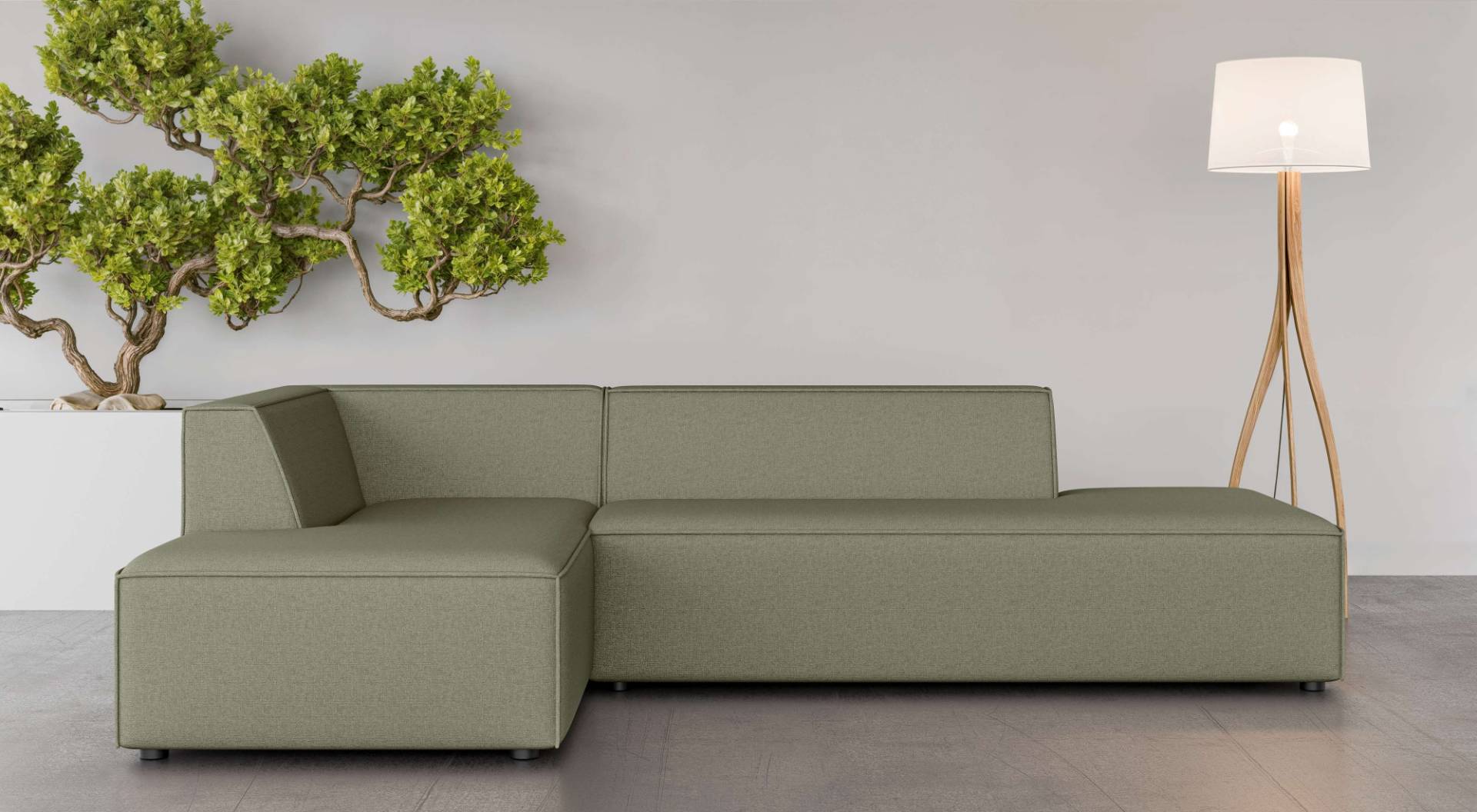 INOSIGN Ecksofa »Ecksofa Cavan mit Ottomane links oder rechts bestellbar«, L-Form mit Wellenunterfederung, Masse B/T/H: 270/180/72 cm von INOSIGN