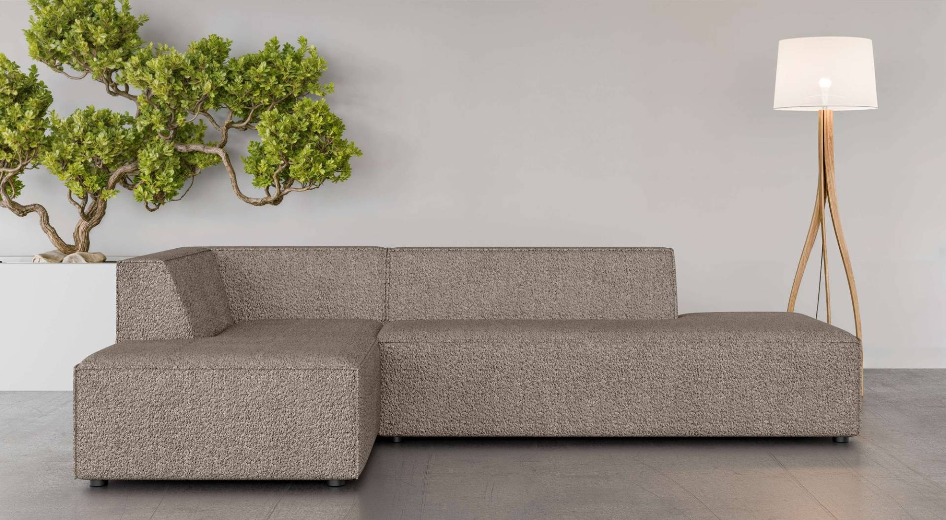 INOSIGN Ecksofa »Ecksofa Cavan mit Ottomane links oder rechts bestellbar«, L-Form mit Wellenunterfederung, Masse B/T/H: 270/180/72 cm von INOSIGN