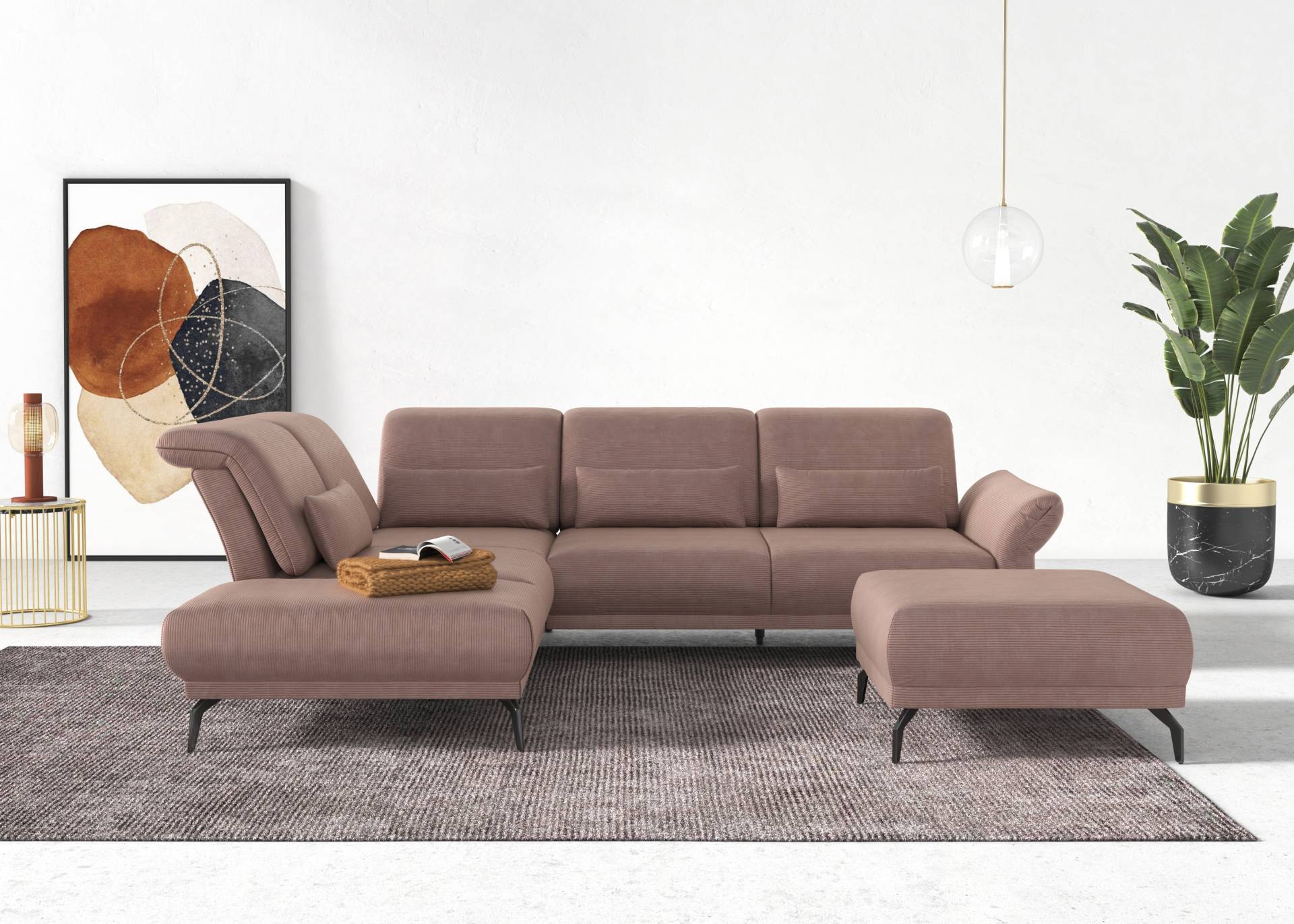 INOSIGN Ecksofa »Coco L-Form«, Sitztiefen-, Arm- und Kopfteilverstellung, Cord-Bezug, Fusshöhe 15 cm von INOSIGN