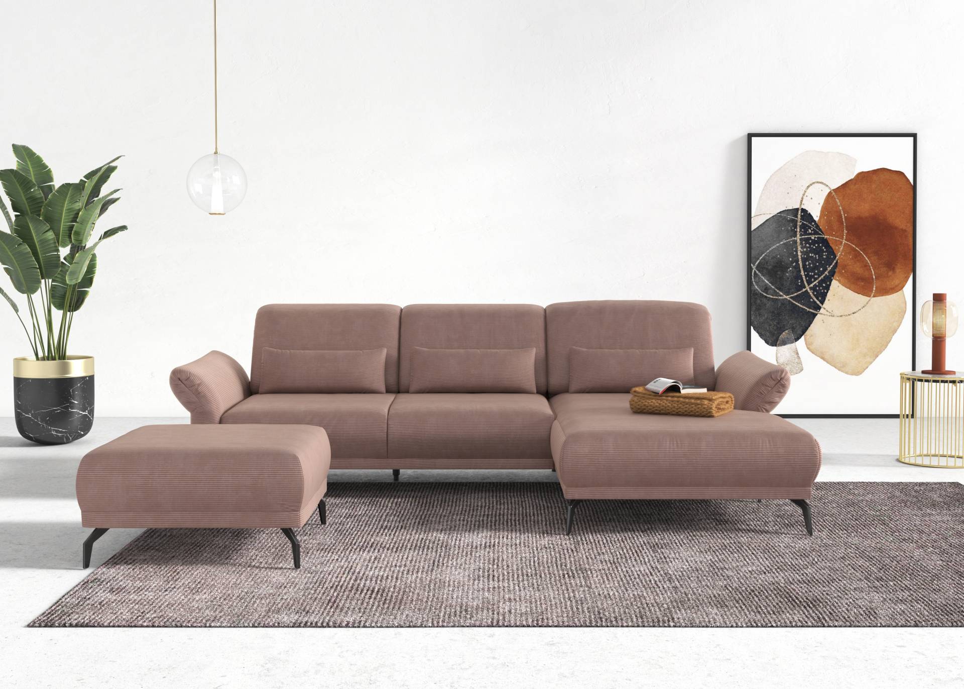 INOSIGN Ecksofa »Coco L-Form«, Sitztiefen-, Arm- und Kopfteilverstellung, Cord-Bezug, Fusshöhe 15 cm von INOSIGN