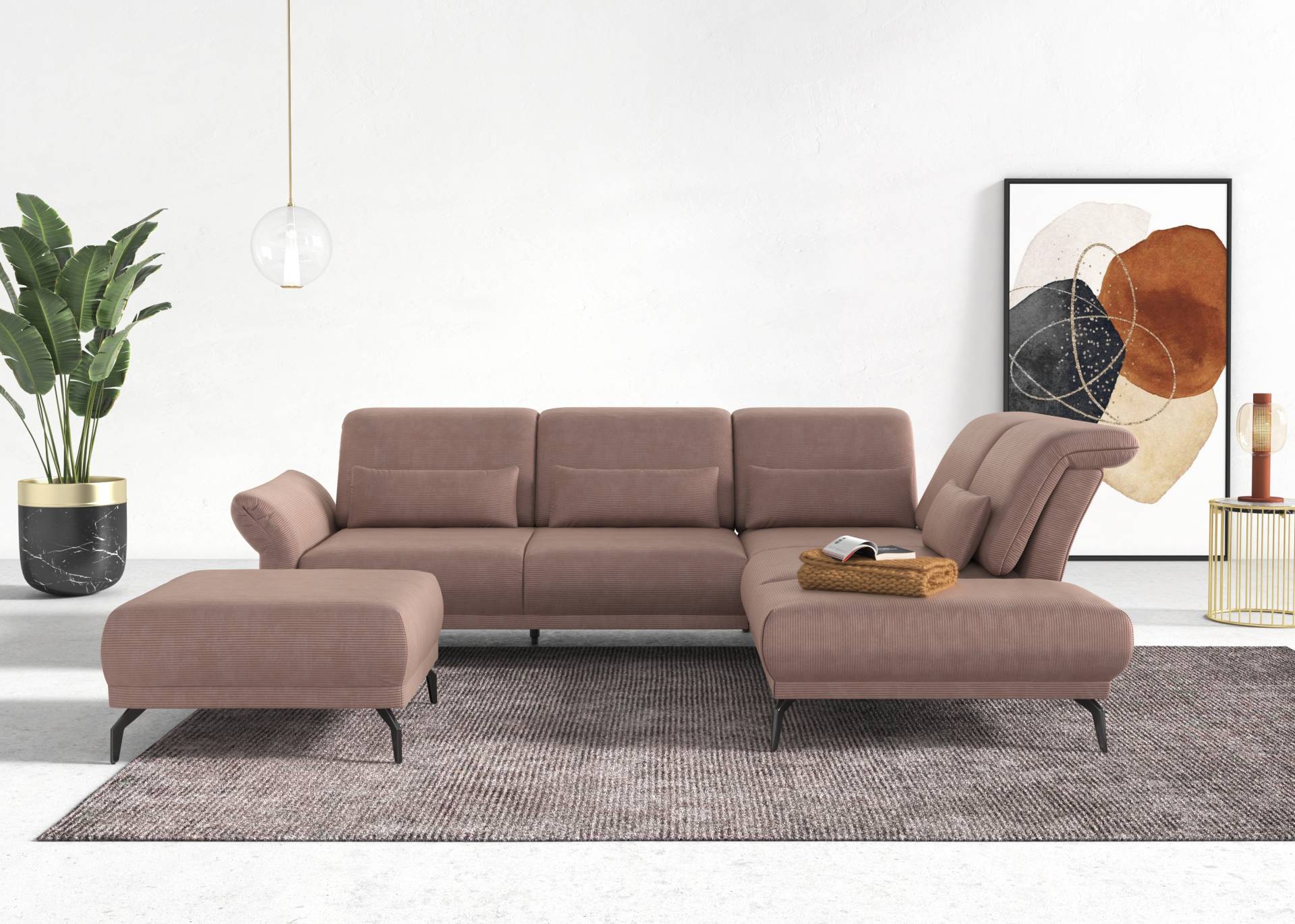 INOSIGN Ecksofa »Coco L-Form«, Sitztiefen-, Arm- und Kopfteilverstellung, Cord-Bezug, Fusshöhe 15 cm von INOSIGN