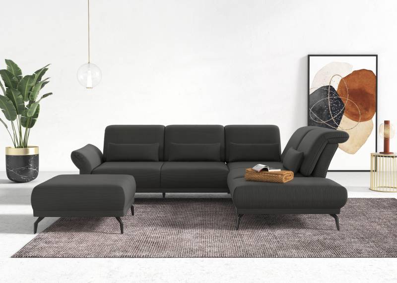 INOSIGN Ecksofa »Coco L-Form«, Sitztiefen-, Arm- und Kopfteilverstellung, Cord-Bezug, Fusshöhe 15 cm von INOSIGN