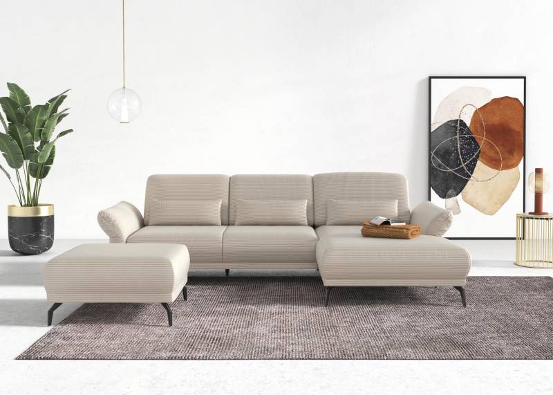 INOSIGN Ecksofa »Coco L-Form«, Sitztiefen-, Arm- und Kopfteilverstellung, Cord-Bezug, Fusshöhe 15 cm von INOSIGN