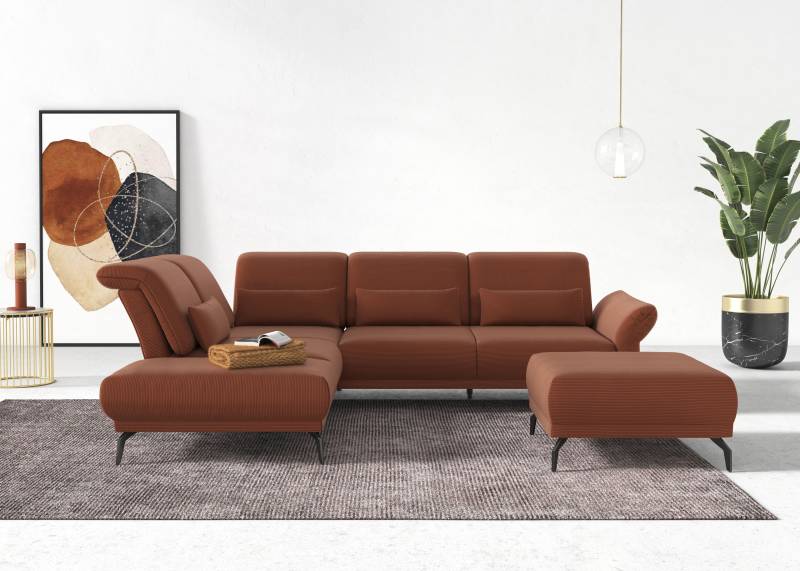 INOSIGN Ecksofa »Coco L-Form«, Sitztiefen-, Arm- und Kopfteilverstellung, Cord-Bezug, Fusshöhe 15 cm von INOSIGN