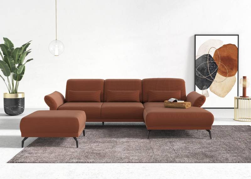 INOSIGN Ecksofa »Coco L-Form«, Sitztiefen-, Arm- und Kopfteilverstellung, Cord-Bezug, Fusshöhe 15 cm von INOSIGN