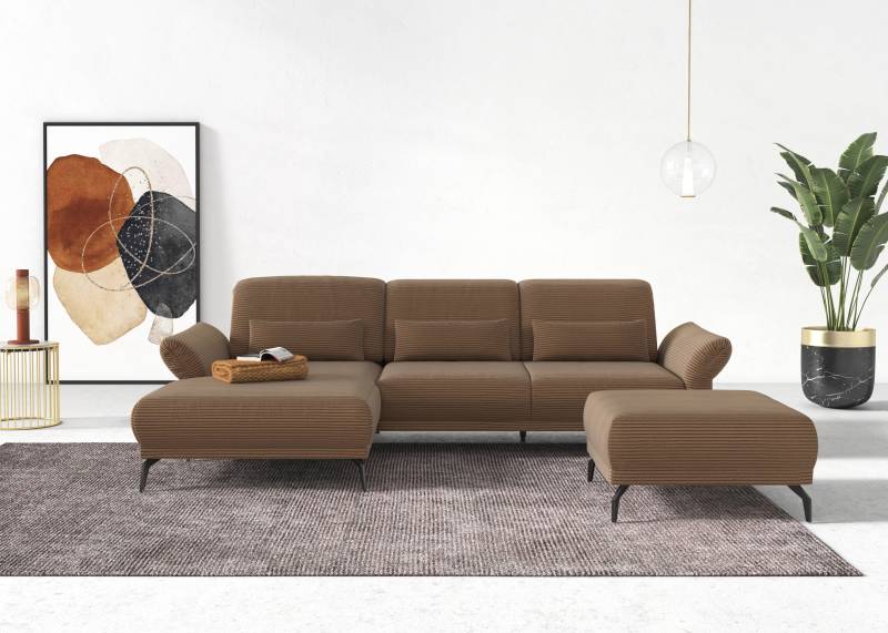 INOSIGN Ecksofa »Coco L-Form«, Sitztiefen-, Arm- und Kopfteilverstellung, Cord-Bezug, Fusshöhe 15 cm von INOSIGN