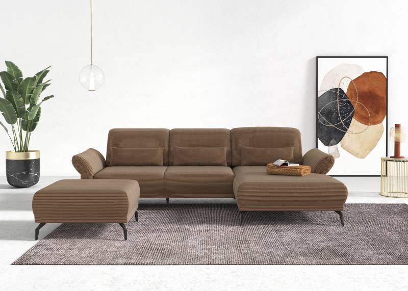 INOSIGN Ecksofa »Coco L-Form«, Sitztiefen-, Arm- und Kopfteilverstellung, Cord-Bezug, Fusshöhe 15 cm von INOSIGN