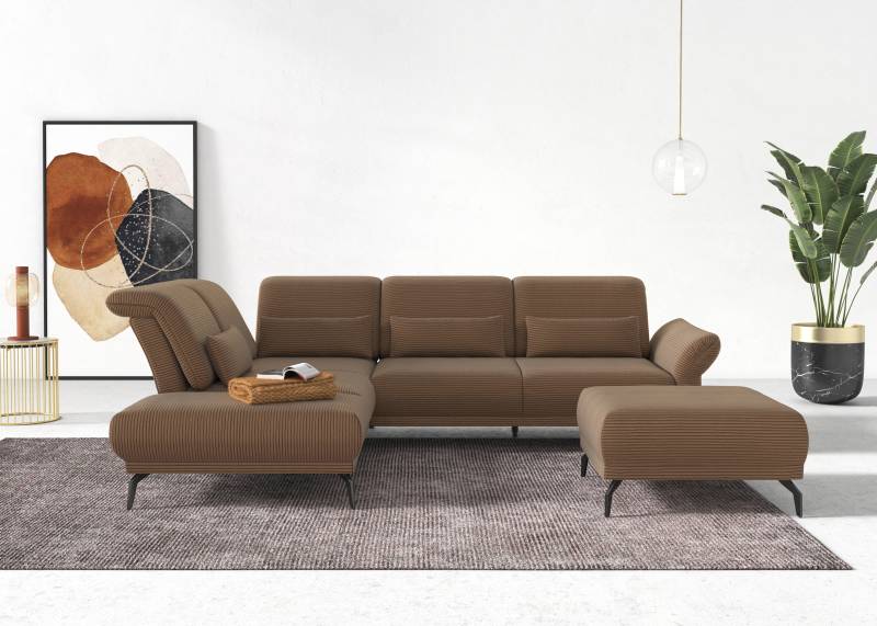 INOSIGN Ecksofa »Coco L-Form«, Sitztiefen-, Arm- und Kopfteilverstellung, Cord-Bezug, Fusshöhe 15 cm von INOSIGN