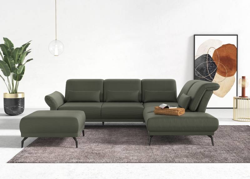 INOSIGN Ecksofa »Coco L-Form«, Sitztiefen-, Arm- und Kopfteilverstellung, Cord-Bezug, Fusshöhe 15 cm von INOSIGN