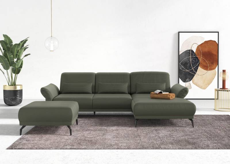 INOSIGN Ecksofa »Coco L-Form«, Sitztiefen-, Arm- und Kopfteilverstellung, Cord-Bezug, Fusshöhe 15 cm von INOSIGN