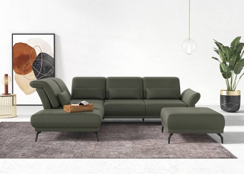 INOSIGN Ecksofa »Coco L-Form«, Sitztiefen-, Arm- und Kopfteilverstellung, Cord-Bezug, Fusshöhe 15 cm von INOSIGN