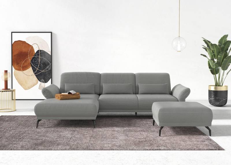 INOSIGN Ecksofa »Coco L-Form«, Sitztiefen-, Arm- und Kopfteilverstellung, Cord-Bezug, Fusshöhe 15 cm von INOSIGN