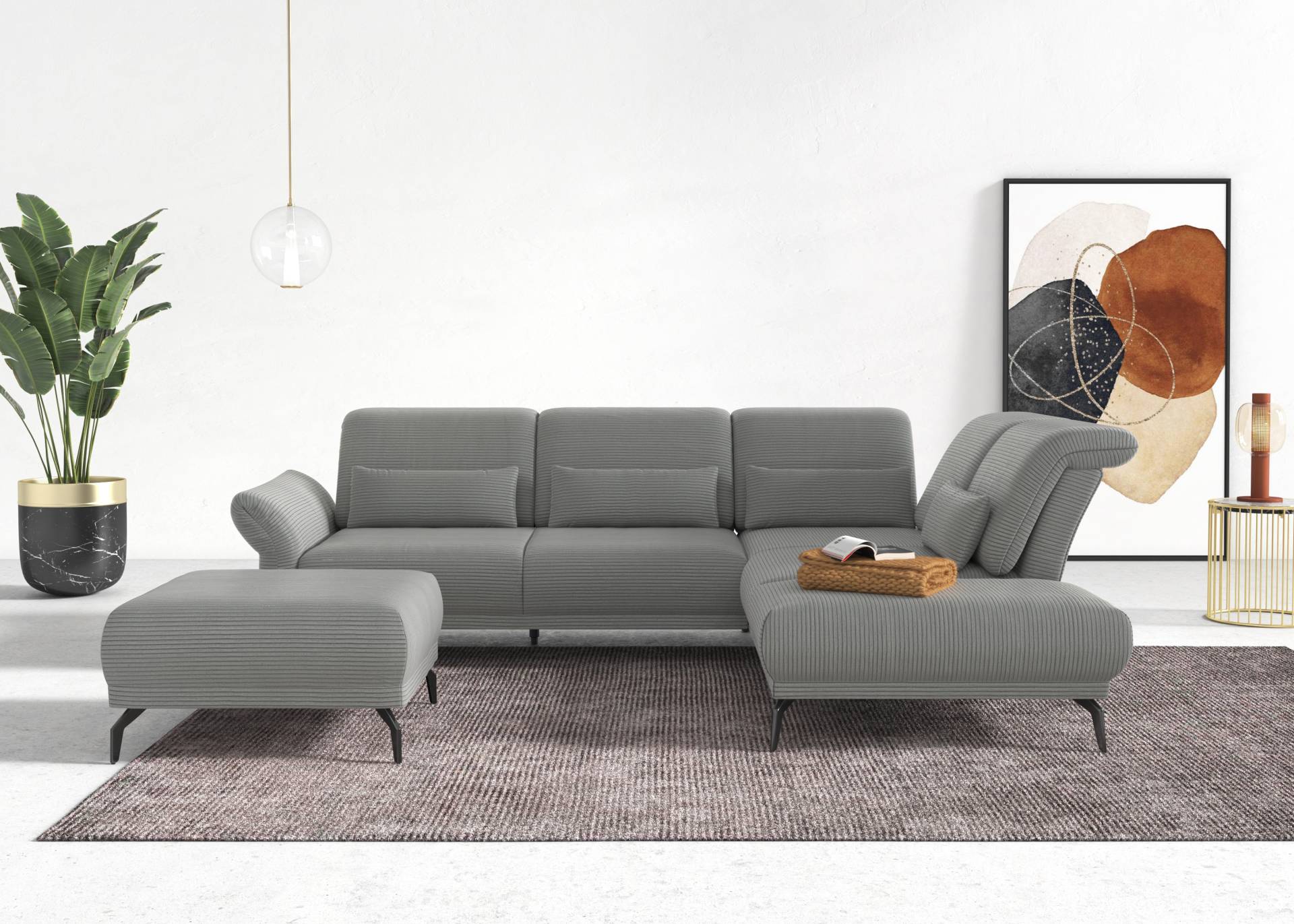 INOSIGN Ecksofa »Coco L-Form«, Sitztiefen-, Arm- und Kopfteilverstellung, Cord-Bezug, Fusshöhe 15 cm von INOSIGN