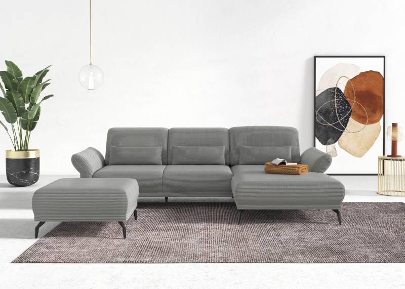 INOSIGN Ecksofa »Coco L-Form«, Sitztiefen-, Arm- und Kopfteilverstellung, Cord-Bezug, Fusshöhe 15 cm von INOSIGN