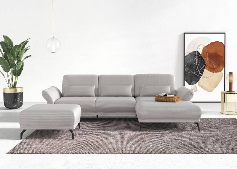 INOSIGN Ecksofa »Coco L-Form«, Sitztiefen-, Arm- und Kopfteilverstellung, Cord-Bezug, Fusshöhe 15 cm von INOSIGN