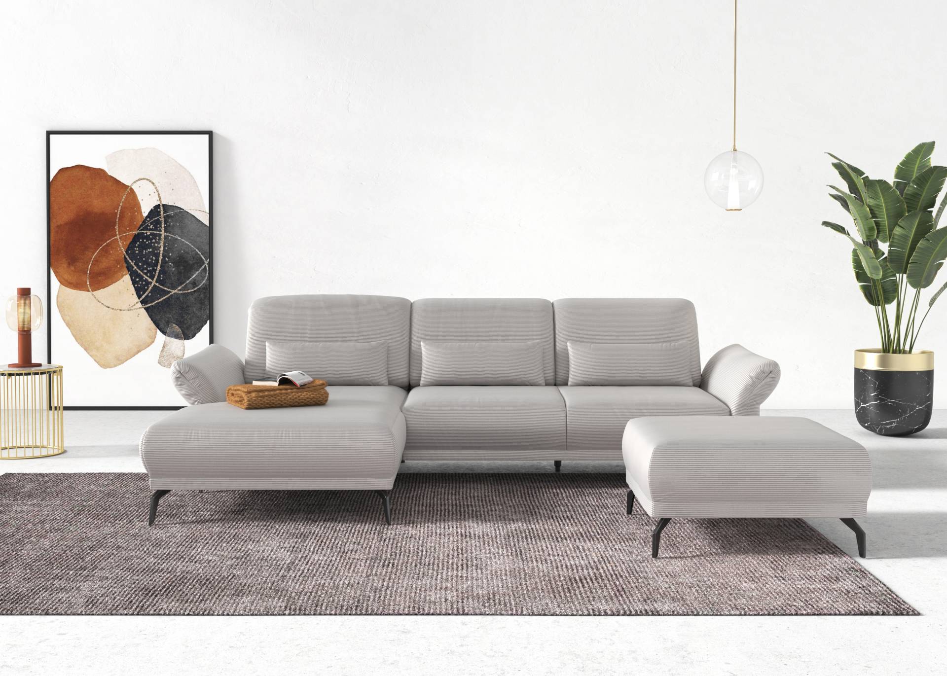 INOSIGN Ecksofa »Coco L-Form«, Sitztiefen-, Arm- und Kopfteilverstellung, Cord-Bezug, Fusshöhe 15 cm von INOSIGN