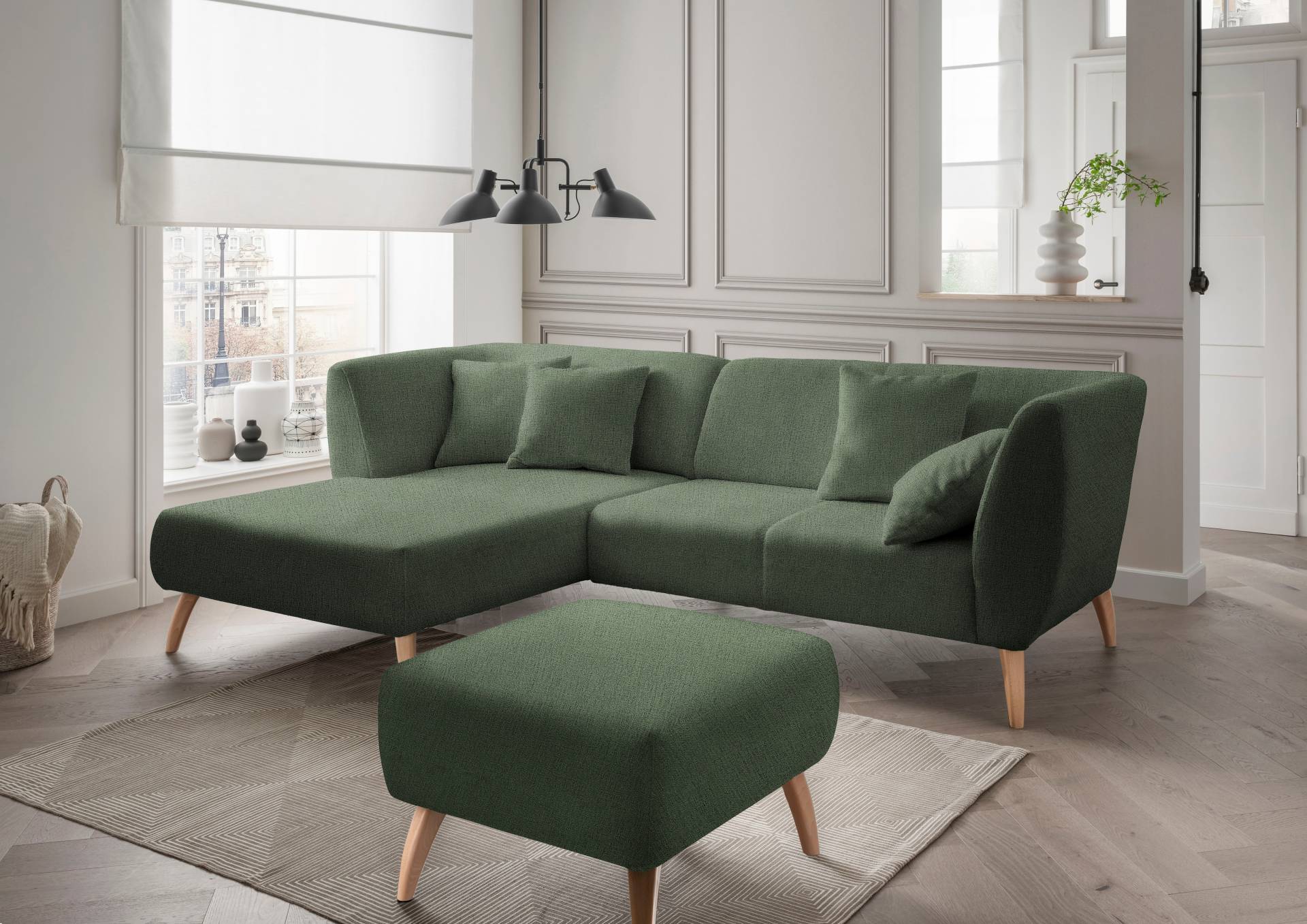 INOSIGN Ecksofa »Colori L-Form«, Holzfussfarbe wählbar, inkl. 4x Zierkissen von INOSIGN