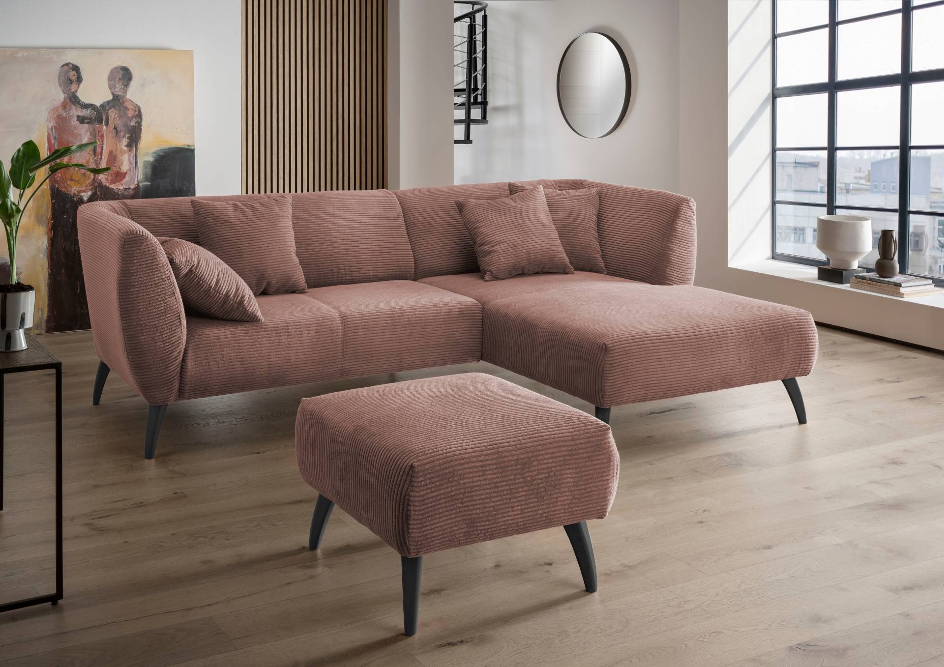 INOSIGN Ecksofa »Colori L-Form«, Holzfussfarbe wählbar, inkl. 4x Zierkissen von INOSIGN