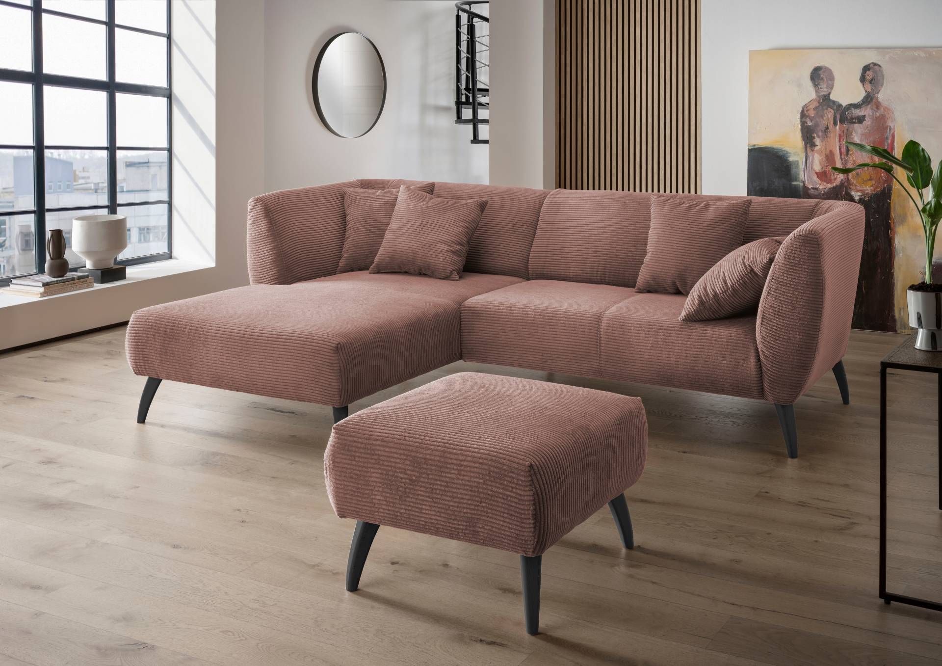 INOSIGN Ecksofa »Colori L-Form«, Holzfussfarbe wählbar, inkl. 4x Zierkissen von INOSIGN