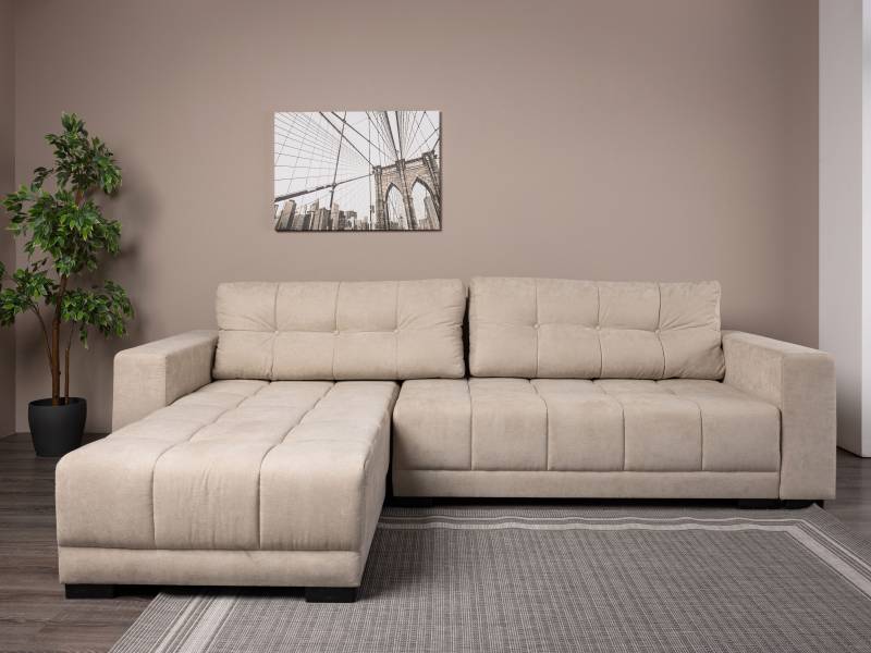 INOSIGN Ecksofa »Langston Schlafsofa, Liegefläche 240 x 140, Struktur fein«, inkl. loser Ruckenkissen, Recamiere beidseitig montierbar, Bettkasten von INOSIGN