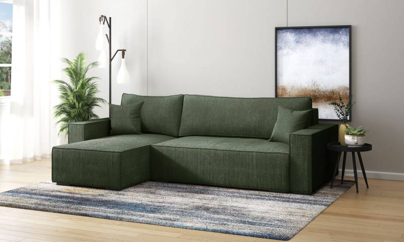 INOSIGN Ecksofa »Winton Cordsofa / Schlafsofa 253 cm«, Cord, Recamiere wechselbar, Schlaffunktion (130/208cm), Bettkasten von INOSIGN