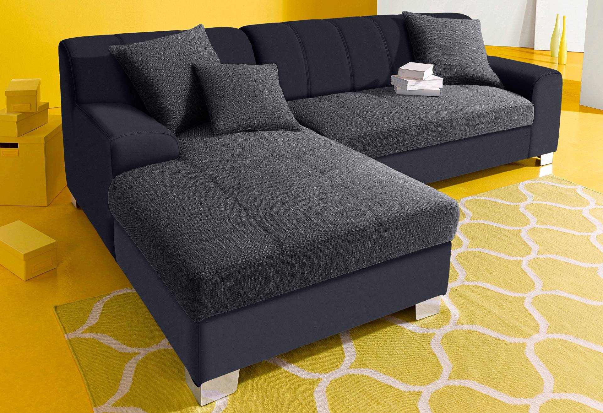 INOSIGN Ecksofa »Turah incl. Zierkissen, moderne Steppung, auch in Leder«, wahlweise mit Bettfunktion, Schlafsofa, B/T/H: 239/152/75 cm, L-Form von INOSIGN