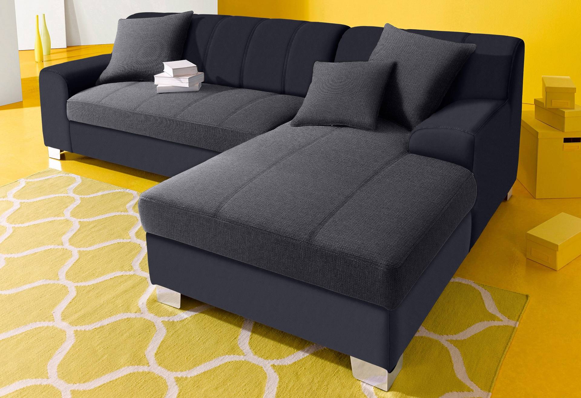 INOSIGN Ecksofa »Turah incl. Zierkissen, moderne Steppung, auch in Leder«, wahlweise mit Bettfunktion, Schlafsofa, B/T/H: 239/152/75 cm, L-Form von INOSIGN