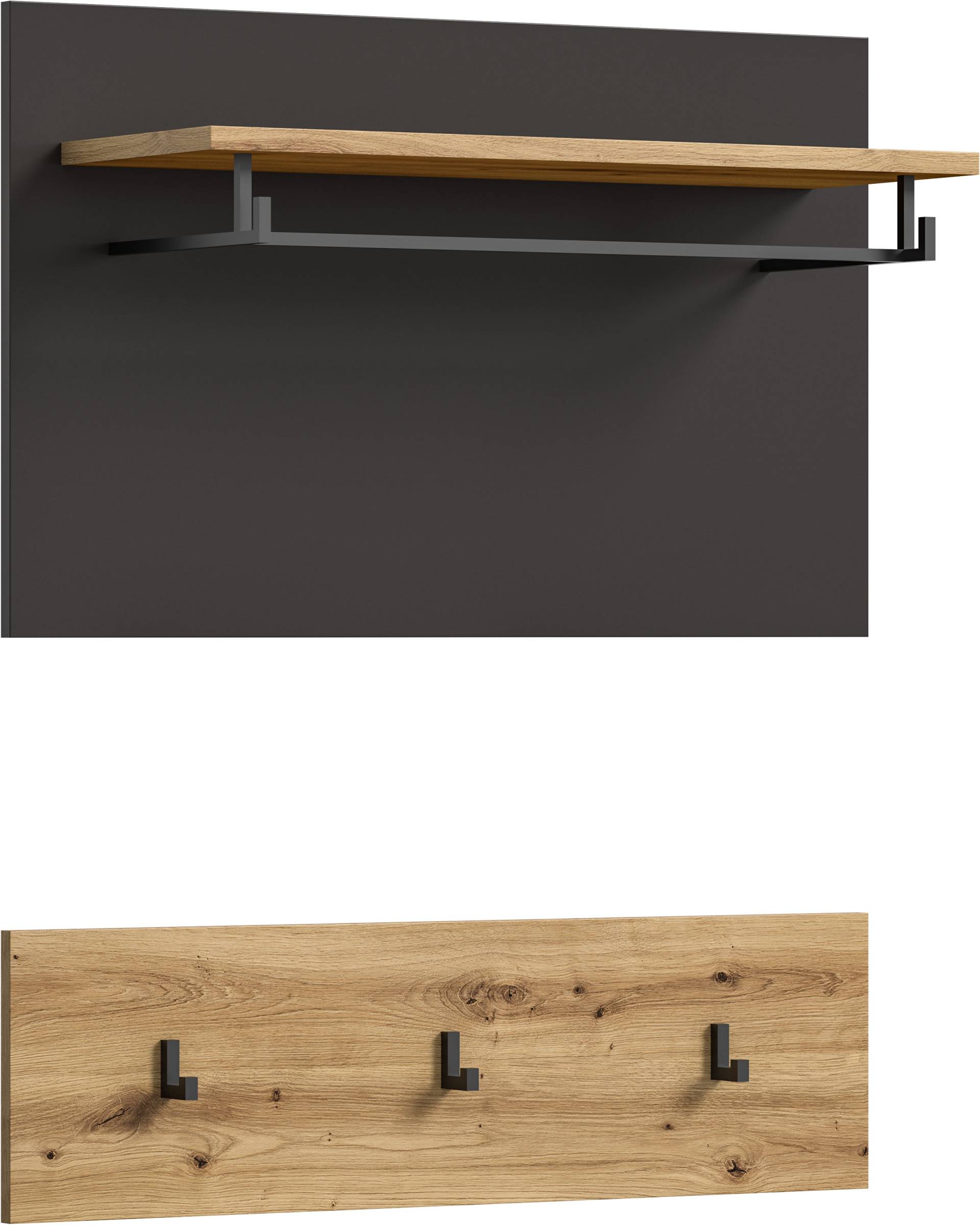 INOSIGN Garderobenpaneel »Rehat, Breite 80cm, 2 tlg., 3 Haken, mit Hutablage«, Wandgarderobe, Paneel von INOSIGN