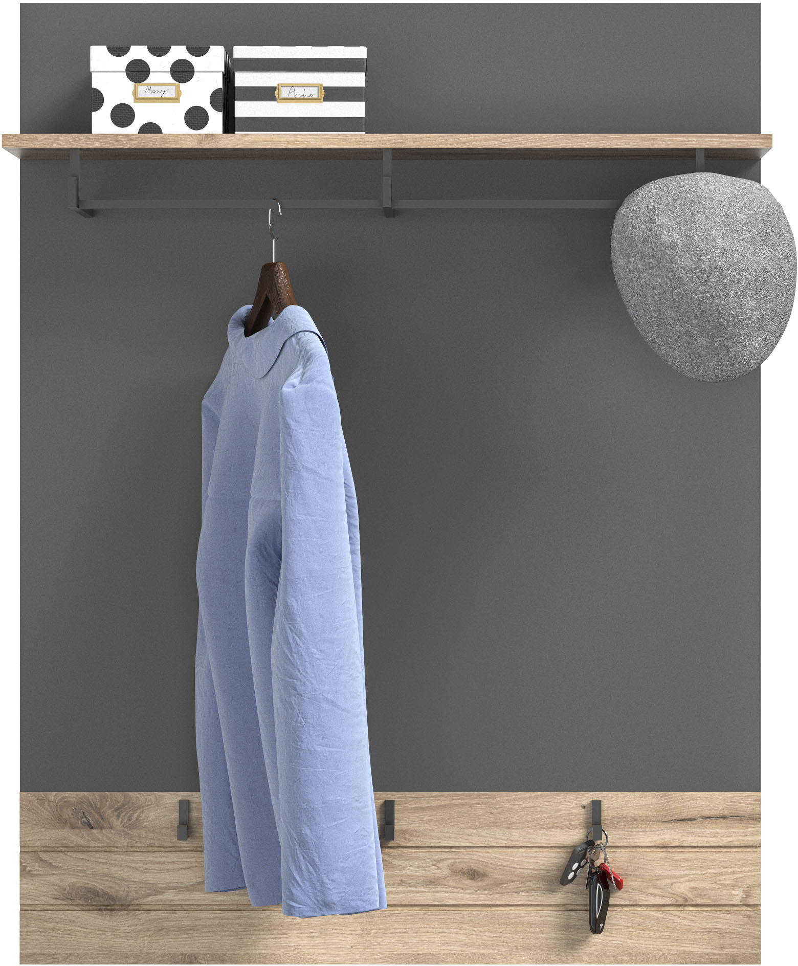 INOSIGN Garderobenpaneel »Riga, Höhe 117 cm, mit Hutablage, Kleiderstange, 3 Haken«, Wandpaneel, Paneel, Wandhaken, Wandboard INOSIGN Garderobenpaneel »Riga, Höhe 117 cm, mit Hutablage, Kleiderstange, 3 Haken«, Wandpaneel, Paneel, Wandhaken, Wandboard von INOSIGN