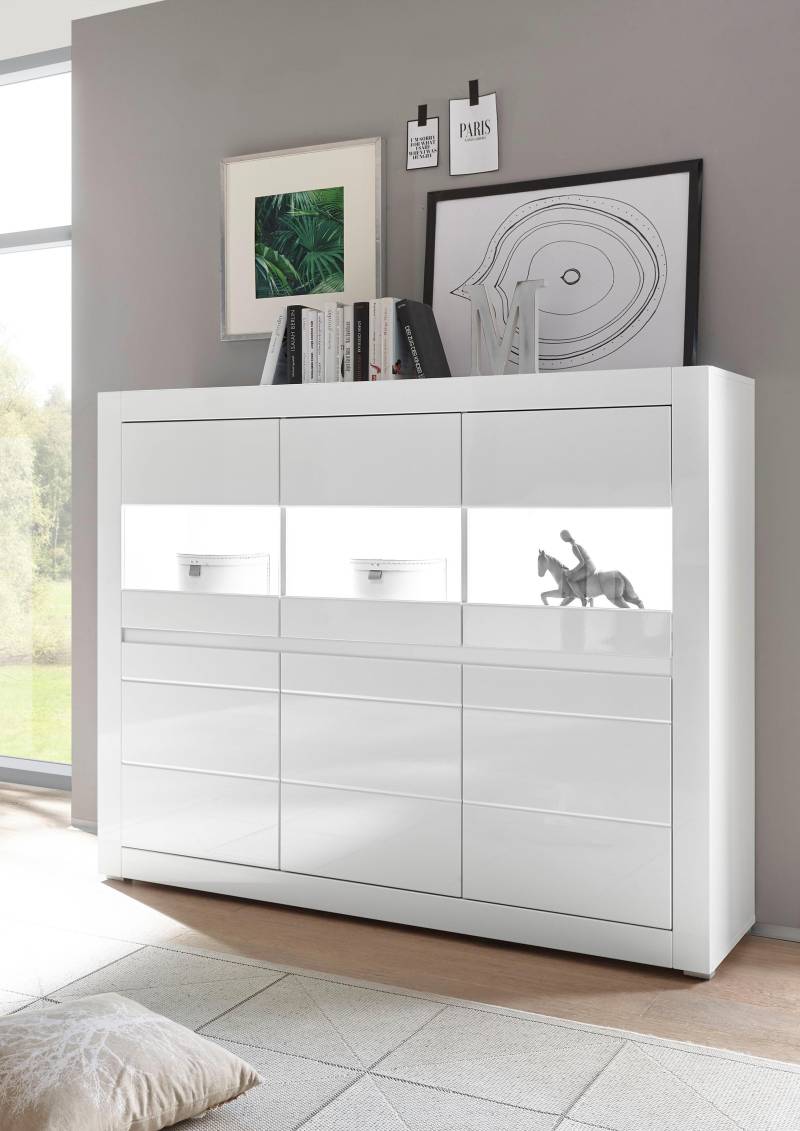 INOSIGN Highboard »Carat«, Breite 164 cm, Blende in weiss und betonfarben im Lieferumfang von INOSIGN