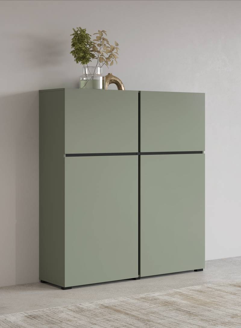 INOSIGN Highboard »Cross, moderne grifflose Hochkommode mit 4 Türen,Türkommode«, Hochschrank, Höhe 139 cm mit viel Stauraum, Einlegeböden verstellbar von INOSIGN