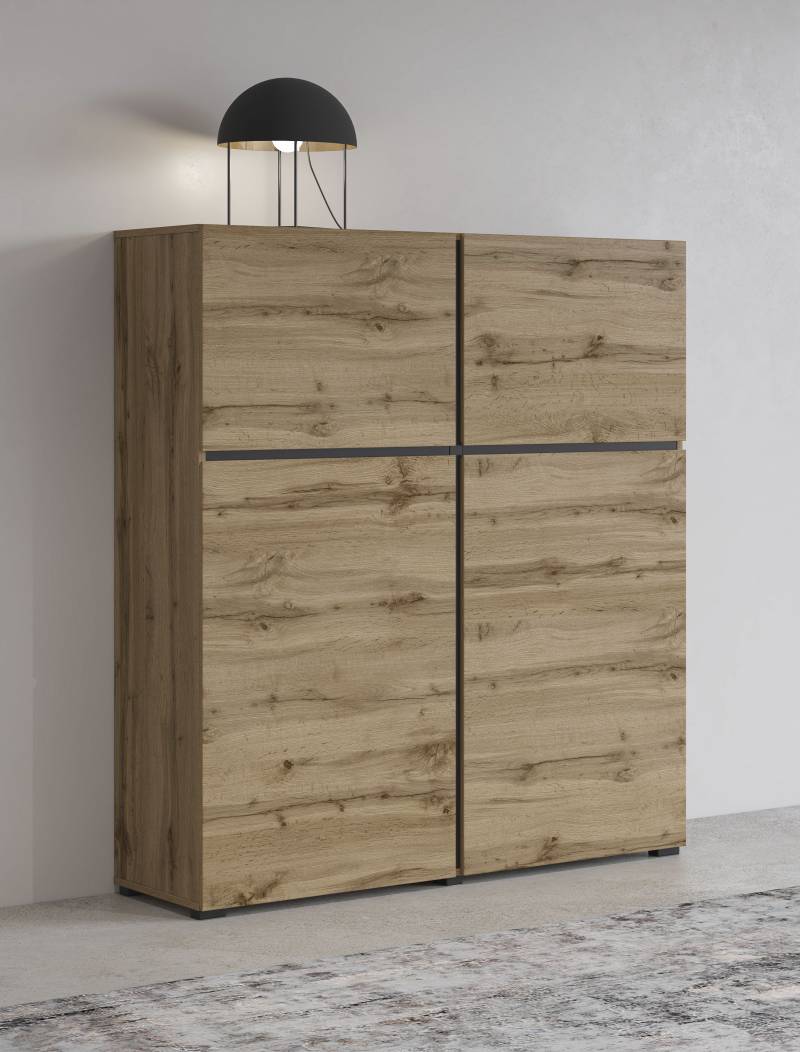 INOSIGN Highboard »Cross, moderne grifflose Hochkommode mit 4 Türen,Türkommode«, Hochschrank, Höhe 139 cm mit viel Stauraum, Einlegeböden verstellbar von INOSIGN