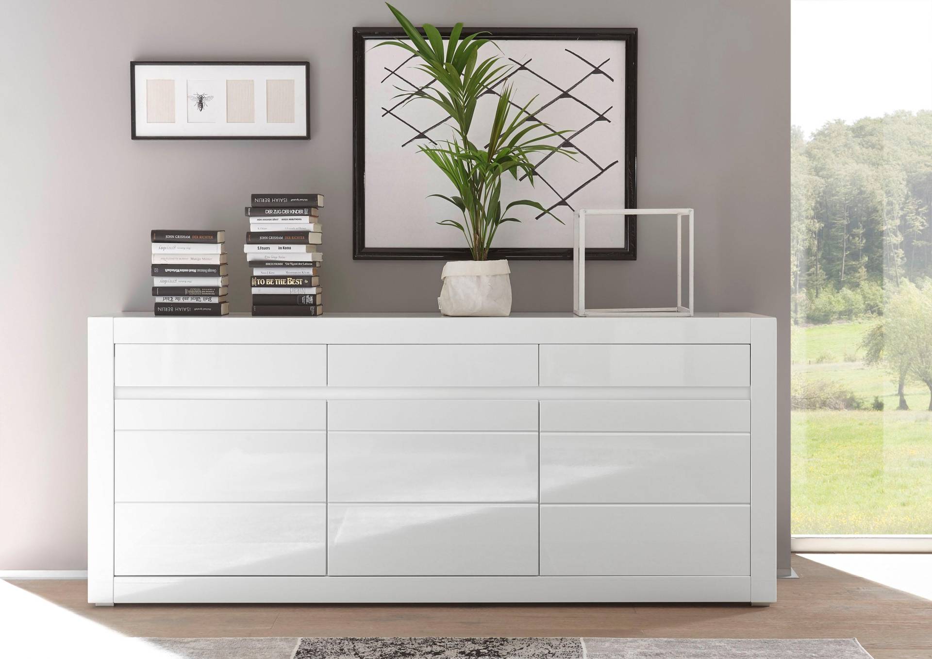 INOSIGN Sideboard »Carat«, Breite 217 cm, wird mit zwei Leisten angeliefert, 1 x grau, 1 x weiss von INOSIGN