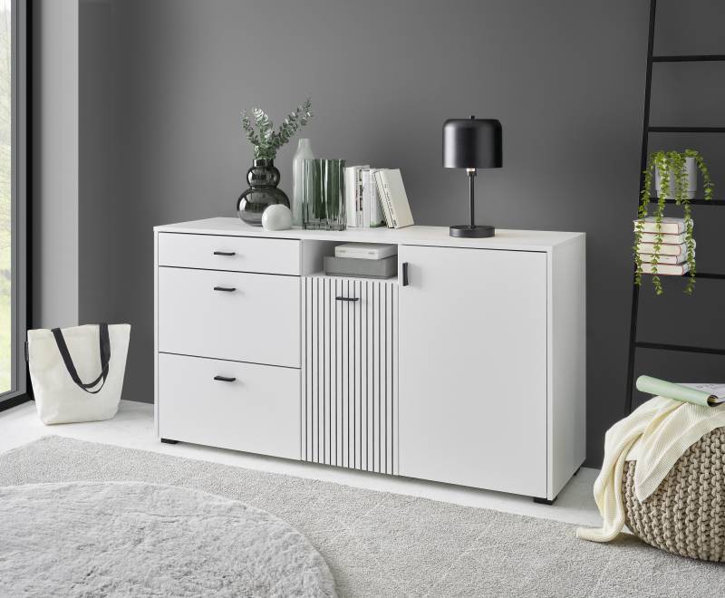 INOSIGN Sideboard »Hudson«, in moderner Trendfarbe, Griffe aus Metall (Schwarz), Breite 150 cm von INOSIGN