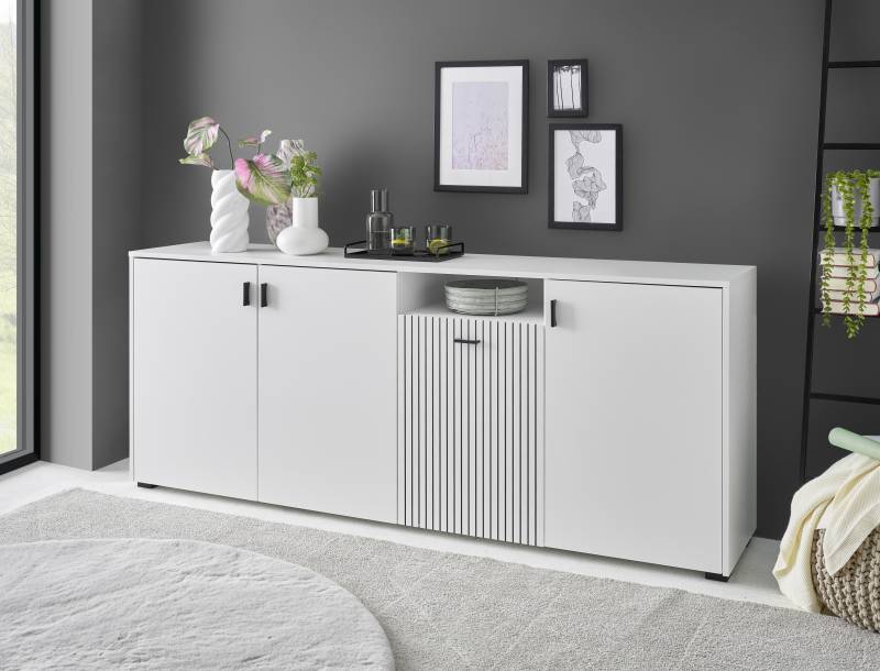 INOSIGN Sideboard »Hudson«, in moderner Trendfarbe, Griffe aus Metall (Schwarz), Breite 200 cm von INOSIGN