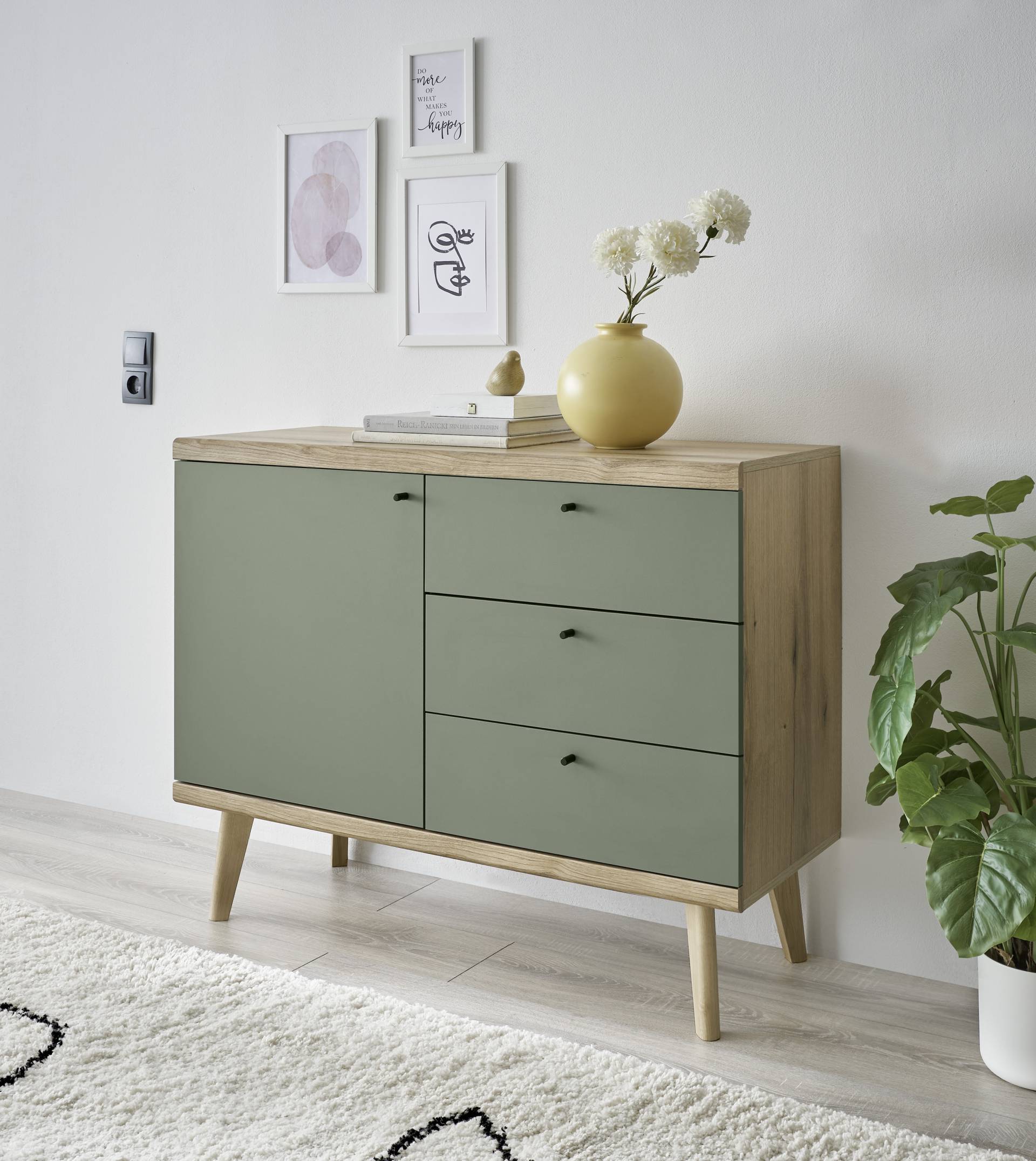 INOSIGN Sideboard »MAVAS«, in moderner Trendfarbe, Griffe aus Metall (Schwarz), Breite 107 cm von INOSIGN