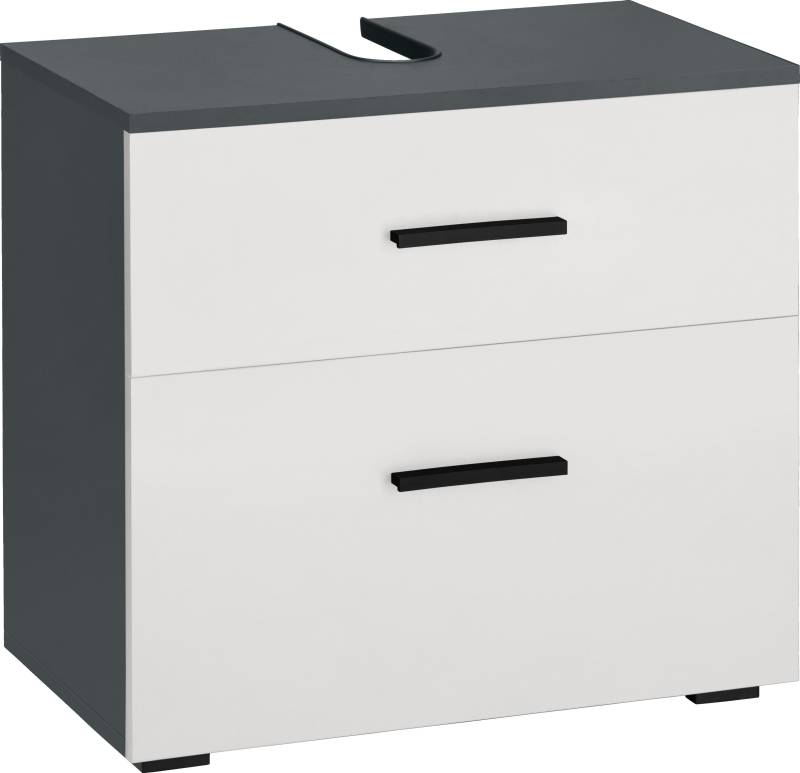 INOSIGN Waschbeckenunterschrank »Skara«, mit Klappe und Schubkasten, schwarze Griffe, Breite 60 cm, Höhe 55 cm von INOSIGN