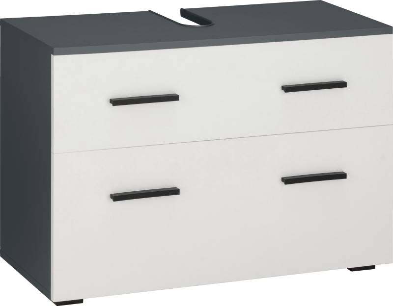 INOSIGN Waschbeckenunterschrank »Skara«, mit Klappe und Schubkasten, schwarze Griffe, Breite 80 cm, Höhe 55 cm von INOSIGN