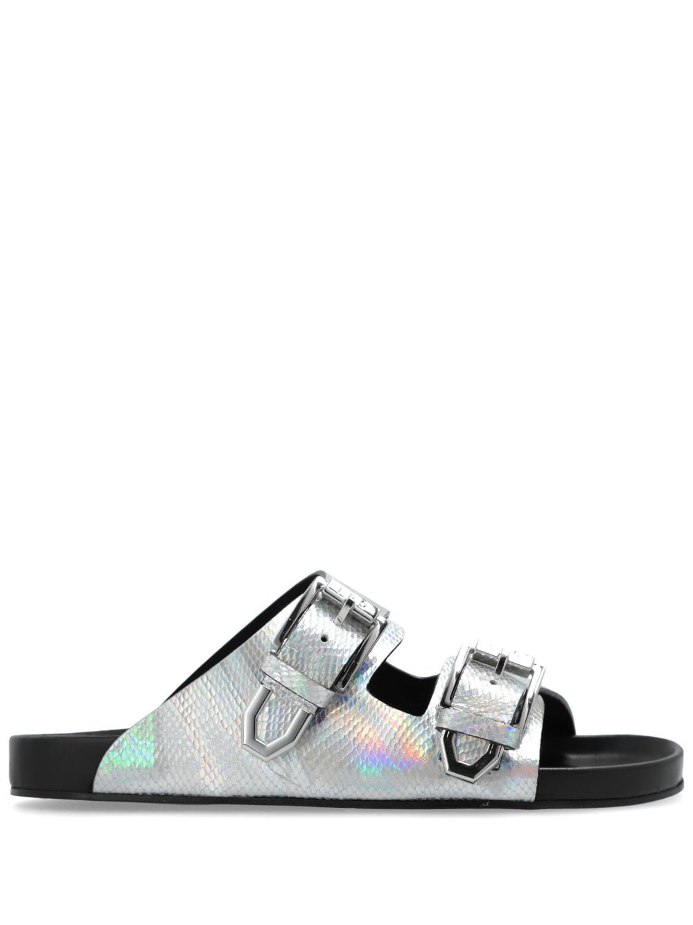 IRO Billie holographic snakeskin-effect sandals - Silver von IRO