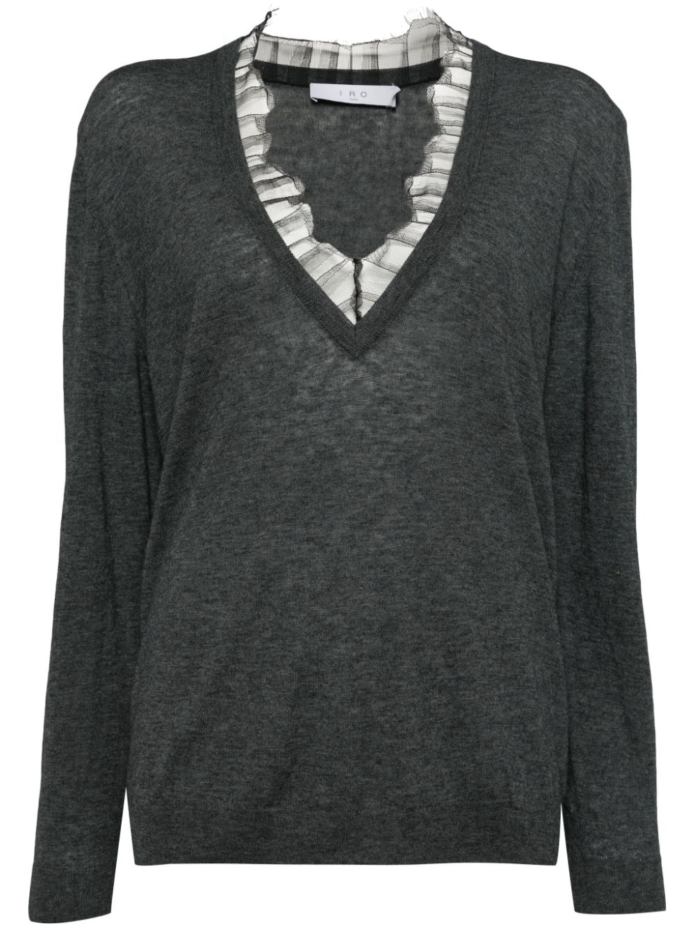 IRO lace-trim V-neck jumper - Grey von IRO