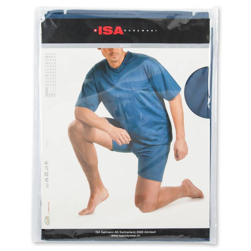 Kurzer Pyjama Herren Blau L von ISA bodywear