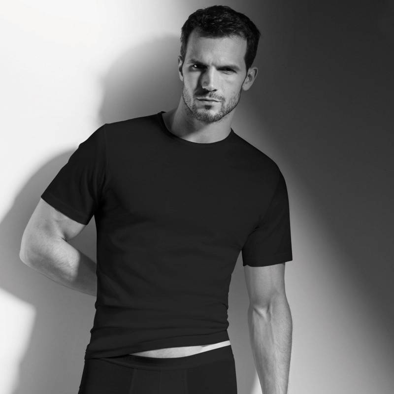 T-shirt, Body Fit, Kurzarm Herren Black L von ISA bodywear